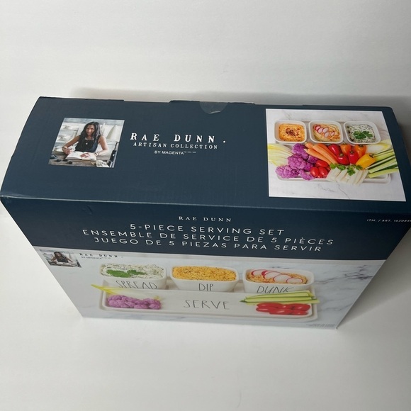 Rae Dunn 5-Piece Stoneware Set Dishwasher Safe - Picture 2 of 7